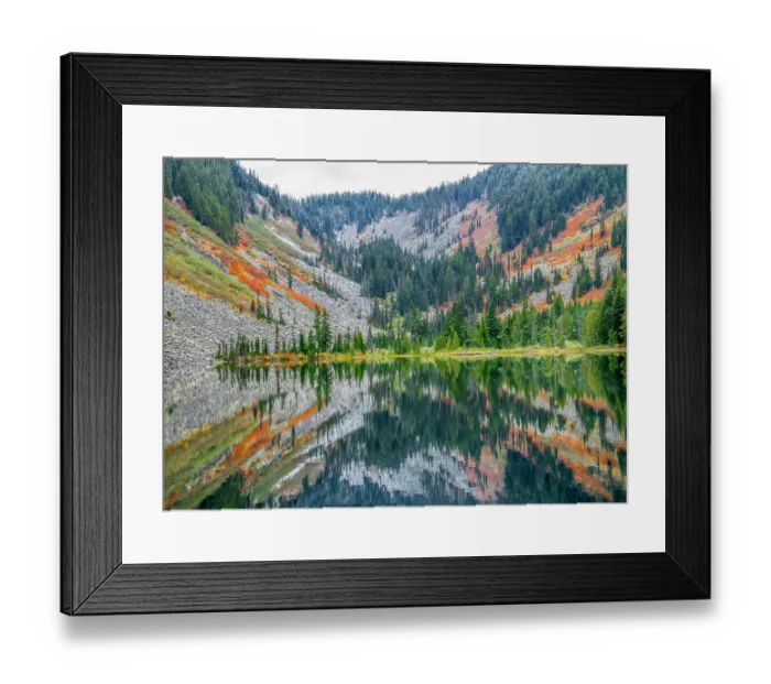 Framed Print : USA, Washington State. Central Cascades, Talapus Lake and autumn color on hillsides Framed Print : USA, Washington State. Central Cascades, Talapus Lake and autumn color on hillsides