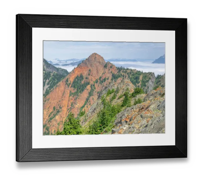 Framed Print : USA, Washington State. Central Cascades, Red Mountain and alpine fir trees