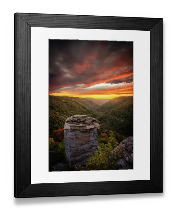 Framed Print : USA, West Virginia, Blackwater Falls State Park. Sunset on mountain overlook Framed Print : USA, West Virginia, Blackwater Falls State Park. Sunset on mountain overlook