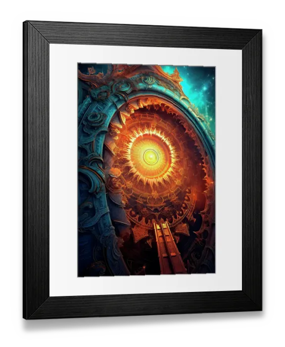 Framed Print : Fantasy of futuristic sun symbol and architecture. ©Jim Zuckerman  /  Jaynes Gallery  /  DanitaDelimont.com (AI)