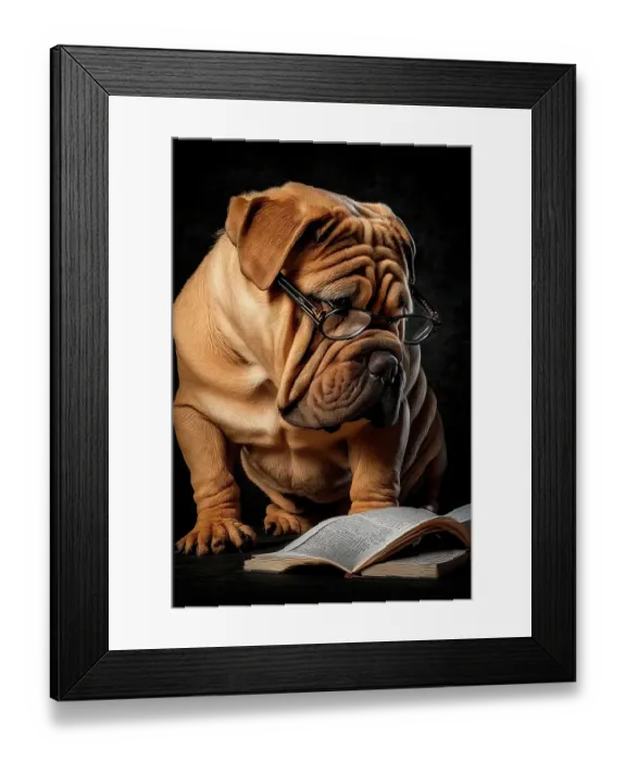 Framed Print : Shar-pei dog reading a manuscript. ©Jim Zuckerman  /  Jaynes Gallery  /  DanitaDelimont.com (AI)