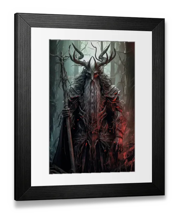 Framed Print : Mythical male cryptid creature in foggy forest. ©Jim Zuckerman  /  Jaynes Gallery  /  DanitaDelimont.com (AI)