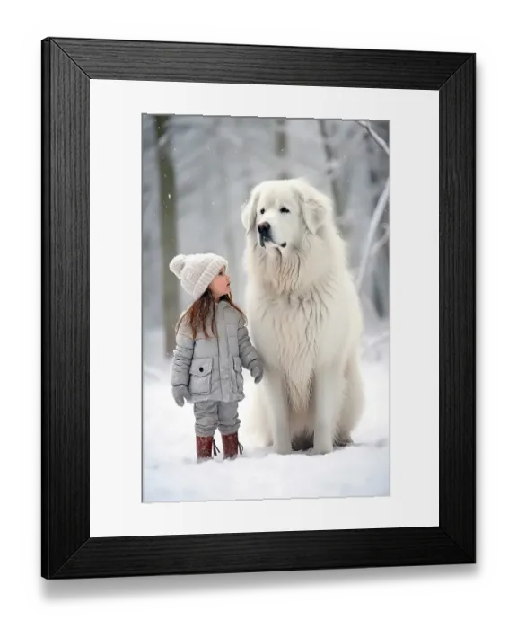 Framed Print : Little girl and great Pyrenees dog in snow. ©Jim Zuckerman / Jaynes Gallery / DanitaDelimont.com (AI) Framed Print : Little girl and great Pyrenees dog in snow. ©Jim Zuckerman / Jaynes Gallery / DanitaDelimont.com (AI)