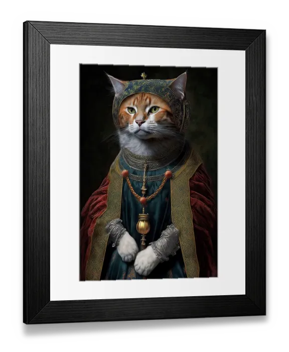 Framed Print : Maine coon cat in medieval attire. ©Jim Zuckerman / Jaynes Gallery / DanitaDelimont.com (AI) Framed Print : Maine coon cat in medieval attire. ©Jim Zuckerman / Jaynes Gallery / DanitaDelimont.com (AI)