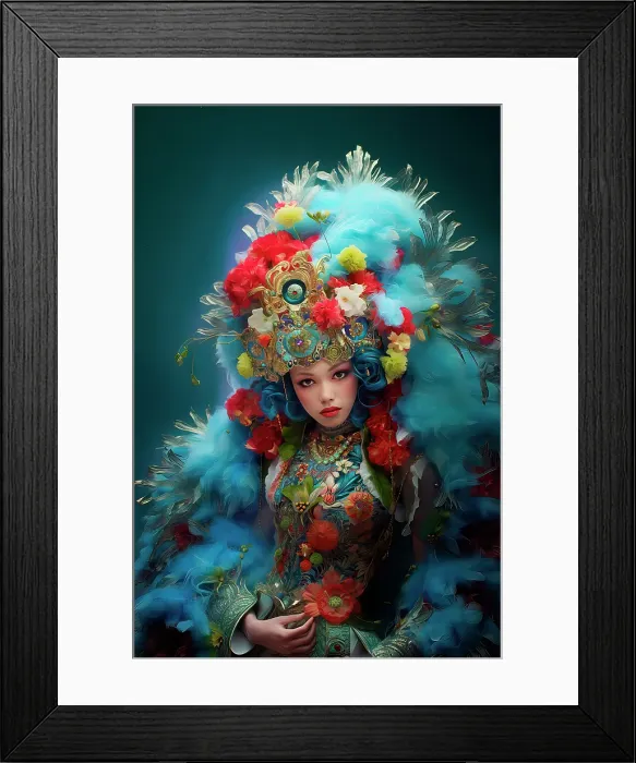 Framed Print : Fantasy of carnival participant in Asia. ©Jim Zuckerman  /  Jaynes Gallery  /  DanitaDelimont.com