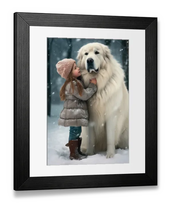 Framed Print : Little girl and great Pyrenees dog in snow. ©Jim Zuckerman / Jaynes Gallery / DanitaDelimont.com (AI) Framed Print : Little girl and great Pyrenees dog in snow. ©Jim Zuckerman / Jaynes Gallery / DanitaDelimont.com (AI)