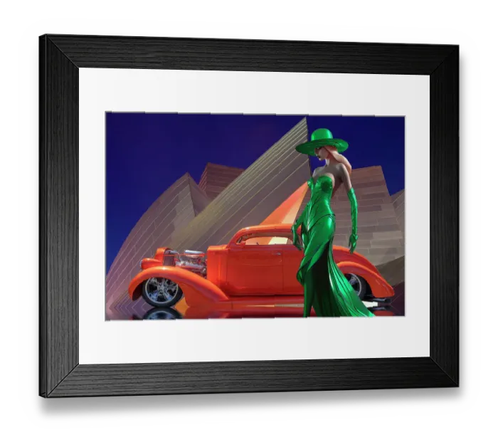 Framed Print : 1936 Chrysler hotrod and woman model in green. ©Jim Zuckerman / Jaynes Gallery / DanitaDelimont.com (AI) Framed Print : 1936 Chrysler hotrod and woman model in green. ©Jim Zuckerman / Jaynes Gallery / DanitaDelimont.com (AI)