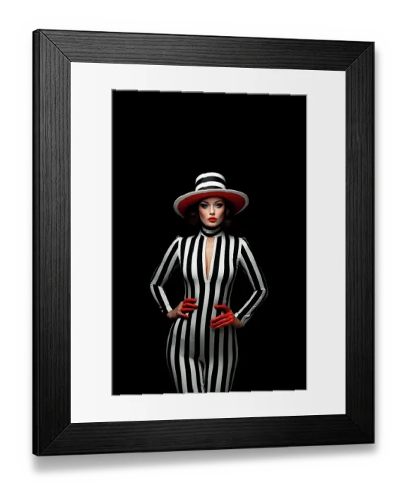 Framed Print : Female fashion model in black, white, and red. ©Jim Zuckerman  /  Jaynes Gallery  /  DanitaDelimont.com (AI)