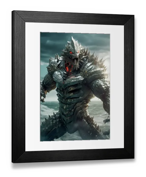 Framed Print : Close-up of angry Godzilla creature and ocean. ©Jim Zuckerman / Jaynes Gallery / DanitaDelimont.com (AI) Framed Print : Close-up of angry Godzilla creature and ocean. ©Jim Zuckerman / Jaynes Gallery / DanitaDelimont.com (AI)