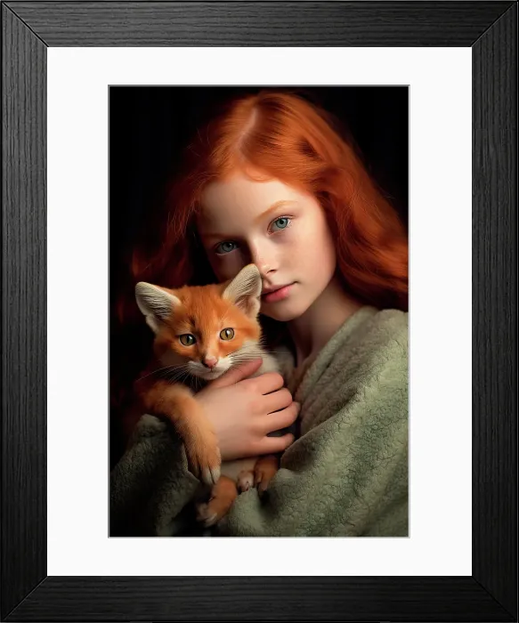 Framed Print : Little girl holding baby fox. ©Jim Zuckerman / Jaynes Gallery / DanitaDelimont.com (AI) Framed Print : Little girl holding baby fox. ©Jim Zuckerman / Jaynes Gallery / DanitaDelimont.com (AI)