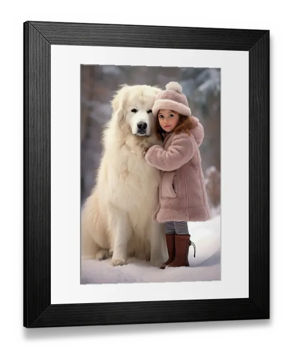 Framed Print : Little girl and great Pyrenees dog in snow. ©Jim Zuckerman / Jaynes Gallery / DanitaDelimont.com (AI) Framed Print : Little girl and great Pyrenees dog in snow. ©Jim Zuckerman / Jaynes Gallery / DanitaDelimont.com (AI)