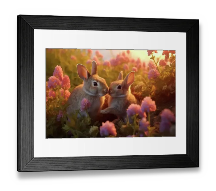 Framed Print : Two rabbits backlit amid flowers. ©Jim Zuckerman / Jaynes Gallery / DanitaDelimont.com (AI) Framed Print : Two rabbits backlit amid flowers. ©Jim Zuckerman / Jaynes Gallery / DanitaDelimont.com (AI)