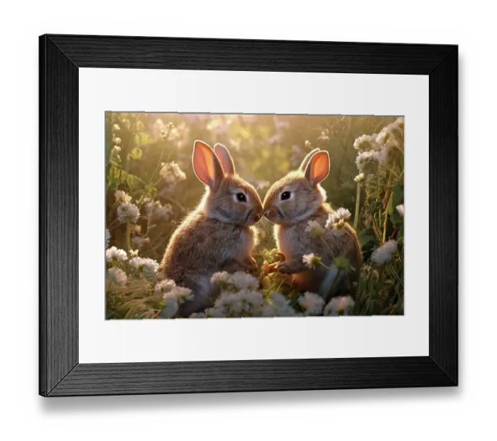 Framed Print : Two rabbits backlit amid flowers. ©Jim Zuckerman / Jaynes Gallery / DanitaDelimont.com (AI) Framed Print : Two rabbits backlit amid flowers. ©Jim Zuckerman / Jaynes Gallery / DanitaDelimont.com (AI)