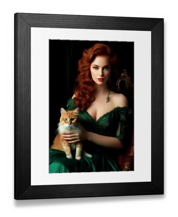 Framed Print : 19th century French queen holding Maine coon cat. ©Jim Zuckerman  /  Jaynes Gallery  /  DanitaDelimont.com