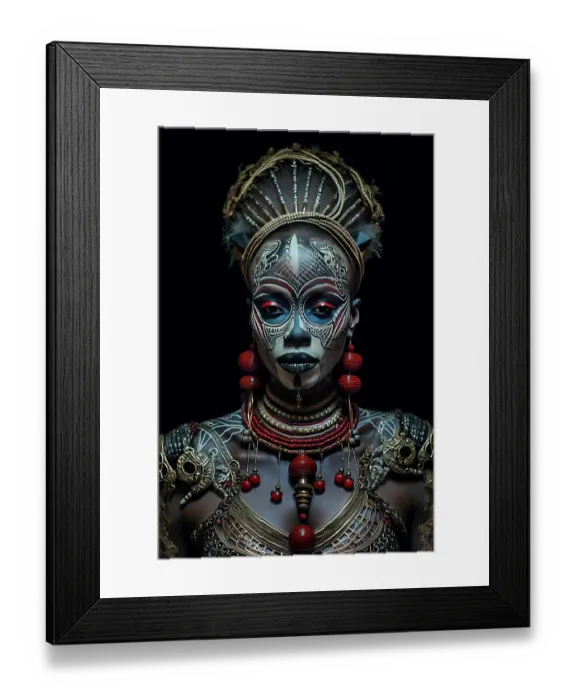 Framed Print : Tattooed tribal woman in hat and beads. ©Jim Zuckerman  /  Jaynes Gallery  /  DanitaDelimont.com