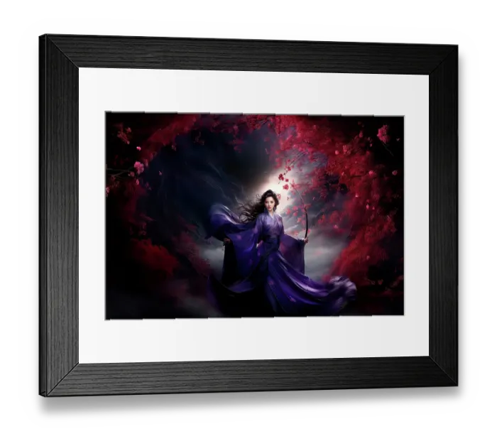 Framed Print : Fantasy of Japanese goddess in flowing purple dress. ©Jim Zuckerman  /  Jaynes Gallery  /  DanitaDelimont.com