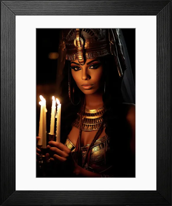 Framed Print : Fantasy close-up of Egyptian Queen Cleopatra holding candles. ©Jim Zuckerman / Jaynes Gallery / DanitaDelimont.com Framed Print : Fantasy close-up of Egyptian Queen Cleopatra holding candles. ©Jim Zuckerman / Jaynes Gallery / DanitaDelimont.com