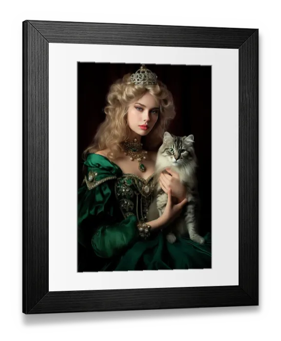 Framed Print : 18th century queen holding Maine coon cat. ©Jim Zuckerman  /  Jaynes Gallery  /  DanitaDelimont.com