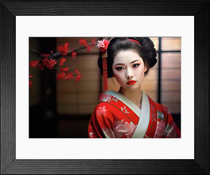 Framed Print : Japanese geisha woman artist in kimono. ©Jim Zuckerman  /  Jaynes Gallery  /  DanitaDelimont.com