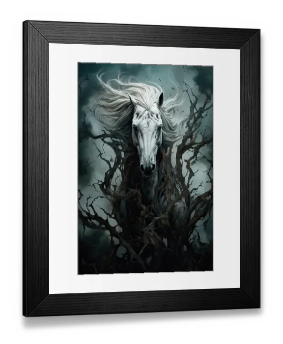 Framed Print : Fantasy of horse charging through forest. ©Jim Zuckerman  /  Jaynes Gallery  /  DanitaDelimont.com