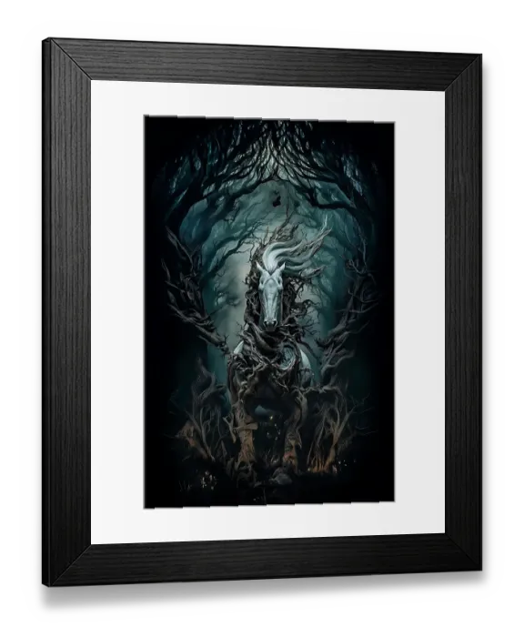 Framed Print : Fantasy of horse charging through forest. ©Jim Zuckerman  /  Jaynes Gallery  /  DanitaDelimont.com
