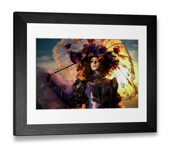 Framed Print : Woman in Venice Carnival costume and umbrella. ©Jim Zuckerman  /  Jaynes Gallery  /  DanitaDelimont.com