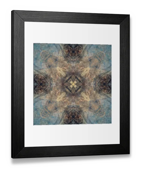 Framed Print : Earth tone and blue abstract