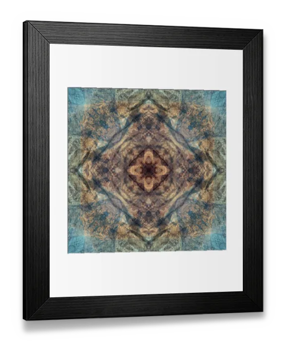 Framed Print : Earth tone and blue abstract
