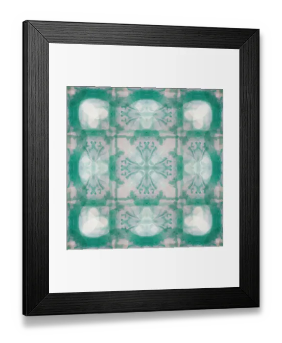 Framed Print : Green and white abstract