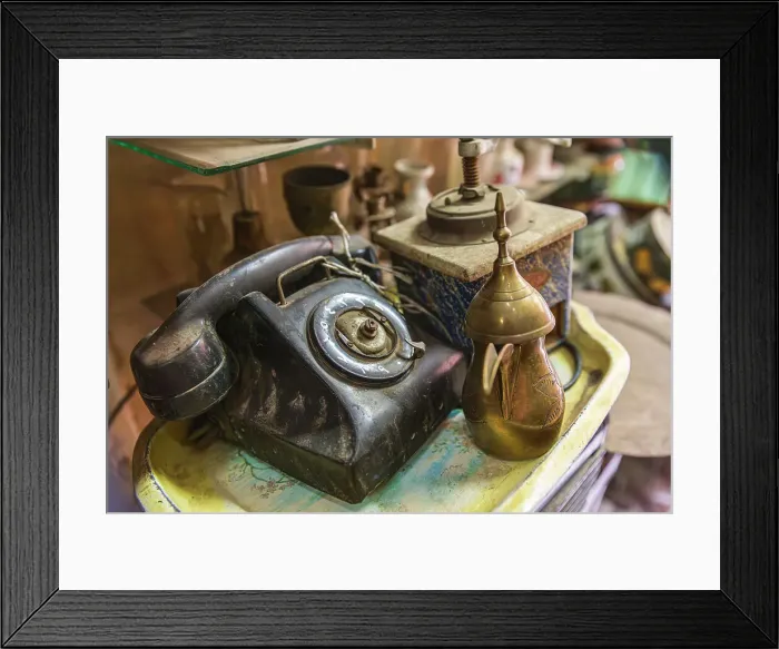 Framed Print : Africa, Egypt, Cairo. Telephone at an antique shop
