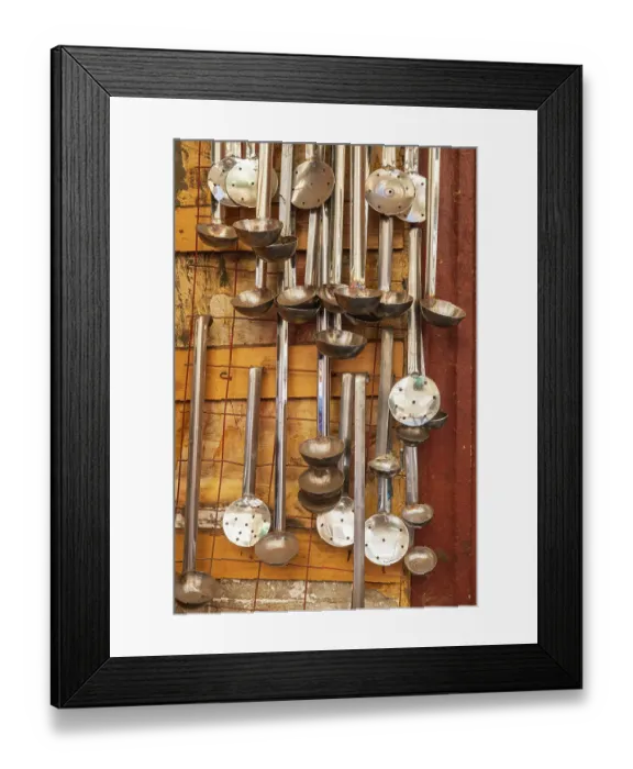Framed Print : Africa, Egypt, Cairo. Ladles for sale at an outdoor market Framed Print : Africa, Egypt, Cairo. Ladles for sale at an outdoor market
