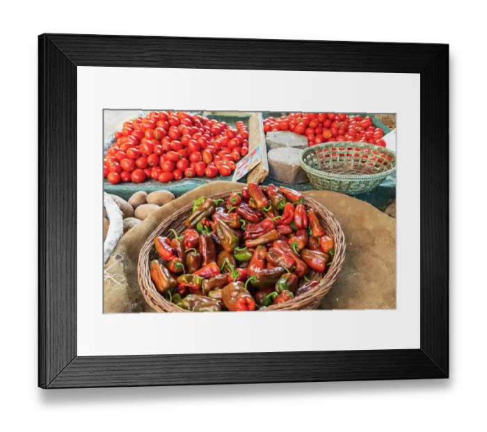 Framed Print : Cairo, Egypt, Africa. Chili peppers and tomatoes for sale at an outdoor market Framed Print : Cairo, Egypt, Africa. Chili peppers and tomatoes for sale at an outdoor market