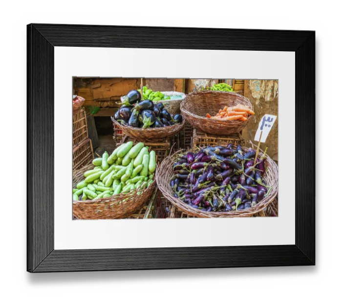 Framed Print : Cairo, Egypt, Africa. Eggplants, squash, and carrots at an outdoor market Framed Print : Cairo, Egypt, Africa. Eggplants, squash, and carrots at an outdoor market