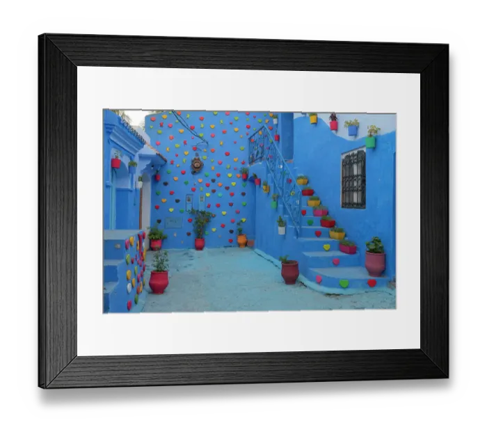 Framed Print : Africa, Morocco, Chefchaouen. Heart decorations on residential walls and stairways. ©Bill Young / Jaynes Gallery / DanitaDelimont.com Framed Print : Africa, Morocco, Chefchaouen. Heart decorations on residential walls and stairways. ©Bill Young / Jaynes Gallery / DanitaDelimont.com