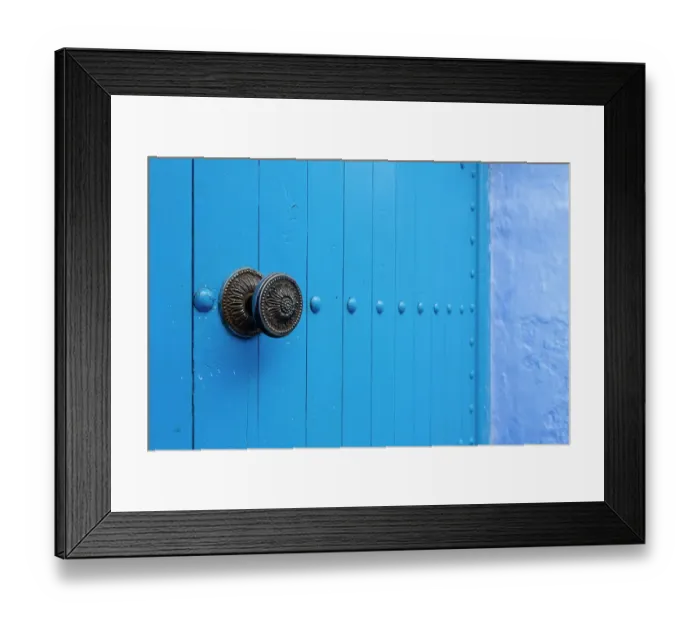 Framed Print : Africa, Morocco, Chefchaouen. Close-up of metal handle on blue door. ©Bill Young / Jaynes Gallery / DanitaDelimont.com Framed Print : Africa, Morocco, Chefchaouen. Close-up of metal handle on blue door. ©Bill Young / Jaynes Gallery / DanitaDelimont.com