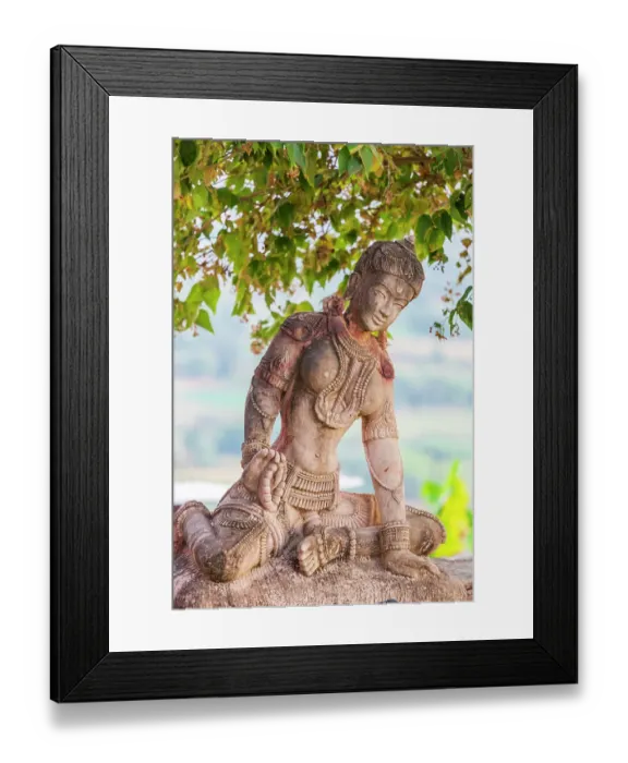 Framed Print : India, Delhi, Udaipur, Bera. Statue of a Hindu female deity