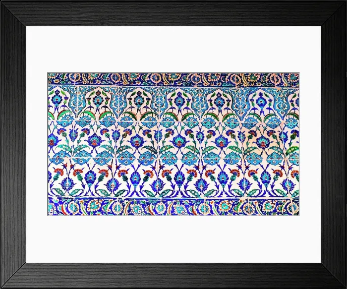 Framed Print : Blue Mosque decorations, Istanbul, Turkey. Blue Mosque or Sultan Ahmed Mosque built in 1616 by Ottoman Turks