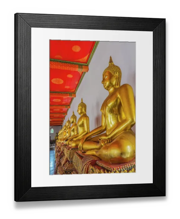 Framed Print : Colorful golden Buddhas, Wat Pho Temple, Bangkok, Thailand. Temple built in 1600's. Phra contains many historical buddhas from all over Thailand Framed Print : Colorful golden Buddhas, Wat Pho Temple, Bangkok, Thailand. Temple built in 1600's. Phra contains many historical buddhas from all over Thailand