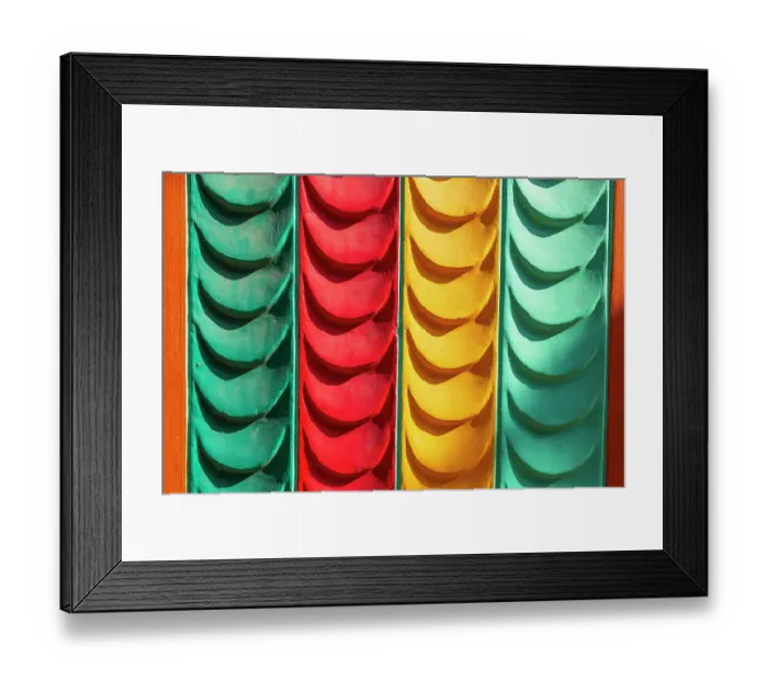 Framed Print : India, West Bengal, Kolkata. Abstract colorful plaster designs