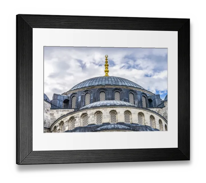 Framed Print : Blue Mosque crescent Islamic symbol, Istanbul, Turkey. Blue Mosque or Sultan Ahmed Mosque built in 1616 by Ottoman Turks