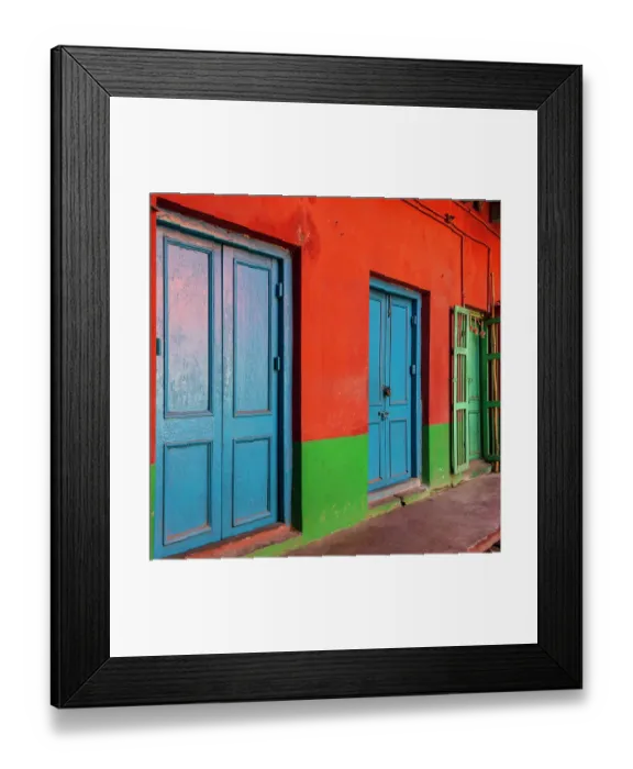 Framed Print : India, West Bengal, Kolkata. Colorful walls and doors Framed Print : India, West Bengal, Kolkata. Colorful walls and doors