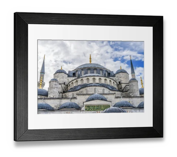 Framed Print : Blue Mosque, Istanbul, Turkey. Blue Mosque or Sultan Ahmed Mosque built in 1616 by Ottoman Turks. Arabic sayings from Koran Framed Print : Blue Mosque, Istanbul, Turkey. Blue Mosque or Sultan Ahmed Mosque built in 1616 by Ottoman Turks. Arabic sayings from Koran