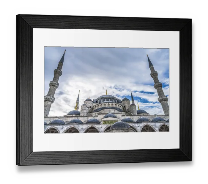 Framed Print : Blue Mosque minarets, Istanbul, Turkey. Blue Mosque or Sultan Ahmed Mosque built in 1616 by Ottoman Turks. Arabic sayings from Koran Framed Print : Blue Mosque minarets, Istanbul, Turkey. Blue Mosque or Sultan Ahmed Mosque built in 1616 by Ottoman Turks. Arabic sayings from Koran
