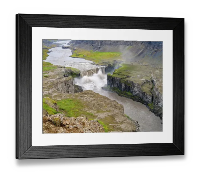 Framed Print : Canyon Jokulsargljufur and river Jokulsa a Fjollum with waterfall Hafragilsfoss in Vatnajokull National Park. Iceland