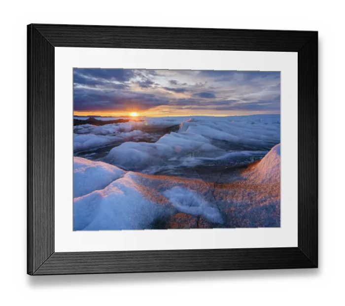 Framed Print : Midnight sun on the ice sheet. The brown sediment on the ice is created by the rapid melting of the ice. Landscape of Greenland near Kangerlussuaq, Kingdom of Denmark Framed Print : Midnight sun on the ice sheet. The brown sediment on the ice is created by the rapid melting of the ice. Landscape of Greenland near Kangerlussuaq, Kingdom of Denmark