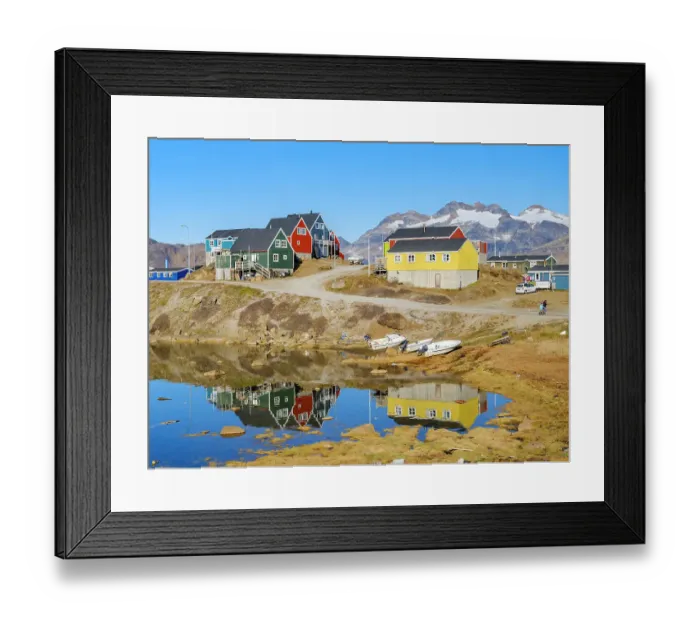 Framed Print : The small harbor. Town Tasiilaq (formerly called Ammassalik), Kingdom of Denmark
