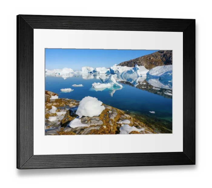 Framed Print : Melting ice on shore. Landscape at the Sermilik (Sermiligaaq) Icefjord in East Greenland, Ammassalik, Kingdom of Denmark Framed Print : Melting ice on shore. Landscape at the Sermilik (Sermiligaaq) Icefjord in East Greenland, Ammassalik, Kingdom of Denmark