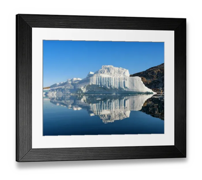 Framed Print : Landscape with icebergs in the Sermilik (Sermiligaaq) Icefjord in East Greenland. Ammassalik, Danish Territory