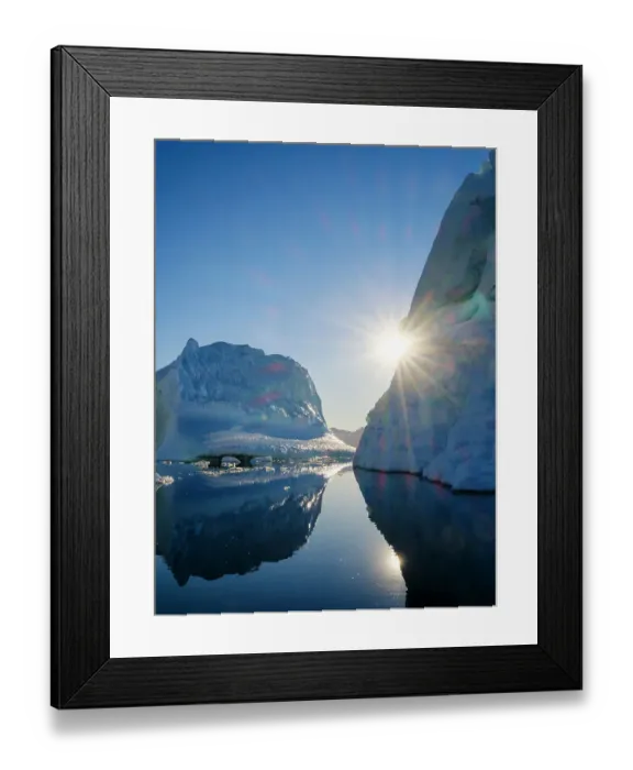 Framed Print : Landscape with icebergs in the Sermilik (Sermiligaaq) Icefjord in East Greenland. Ammassalik, Danish Territory