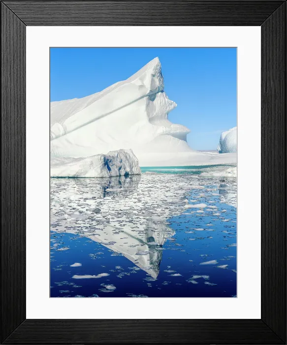 Framed Print : Landscape with icebergs in the Sermilik (Sermiligaaq) Icefjord in East Greenland. Ammassalik, Danish Territory
